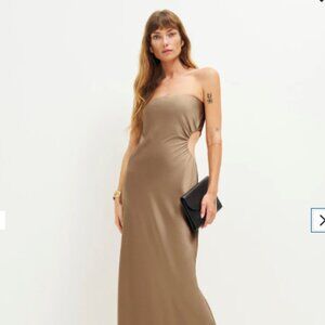Reformation Nevaeh Satin Dress - Chanterelle, Size M